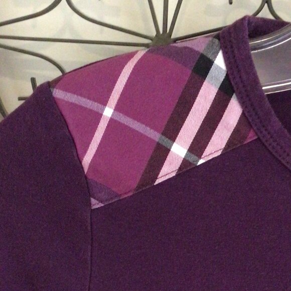 Authentic Burberry London 100% Cotton Purple top - Size XS / XXS - Picture 4 of 15